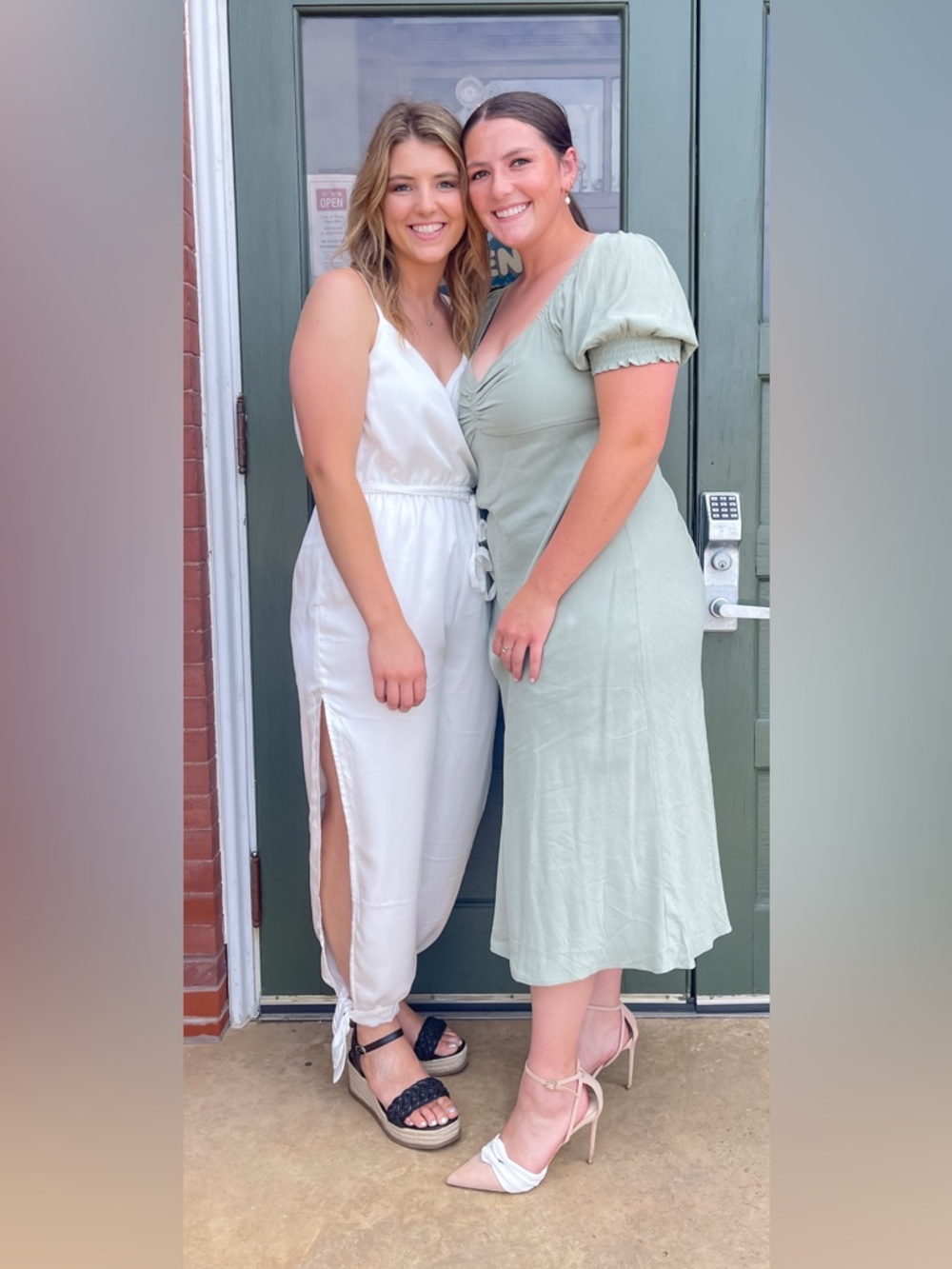 MADEWELL Sage Green Puff Sleeve Midi Dress